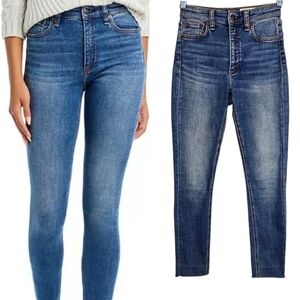 Rag & Bone Nina High Rise Skinny Jean Cropped Soft Stretch Raw Frayed Hem 23